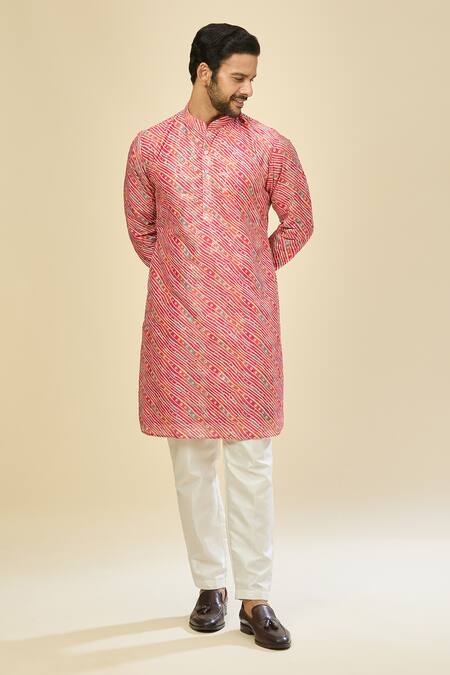 Buy_Rng Safawala_Pink Cotton, Silk Printed Kurta Set 
