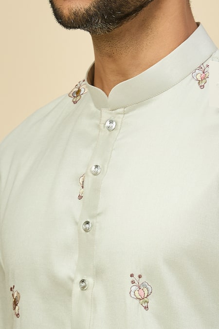 Shop Rng Safawala Blue Crepe, Silk Embroidery Kurta Set Online at Aza Fashions Shop_Rng Safawala_Blue Crepe, Silk Embroidery Kurta Set _Online_at_Aza_Fashions