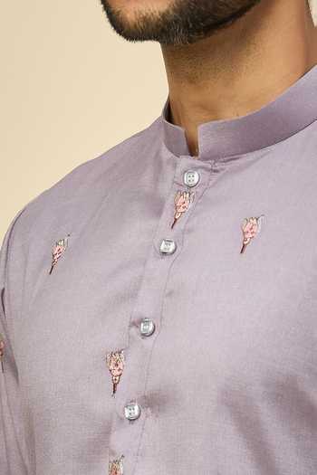 Buy Rng Safawala Purple Crepe, Silk, Cotton Embroidery Kurta Set Buy_Rng Safawala_Purple Crepe, Silk, Cotton Embroidery Kurta Set
