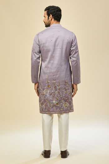 Rng Safawala Purple Crepe, Silk, Cotton Embroidery Kurta Set Online at Aza Fashions Rng Safawala_Purple Crepe, Silk, Cotton Embroidery Kurta Set _Online_at_Aza_Fashions