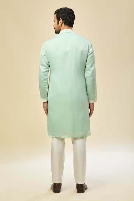 Rng Safawala Blue Silk, Cotton Embroidery Kurta Set Online at Aza Fashions Rng Safawala_Blue Silk, Cotton Embroidery Kurta Set _Online_at_Aza_Fashions