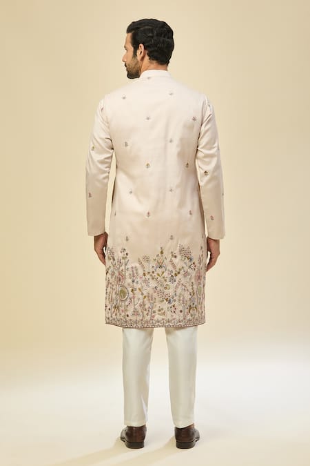 Rng Safawala Beige Embroidered Kurta Set 