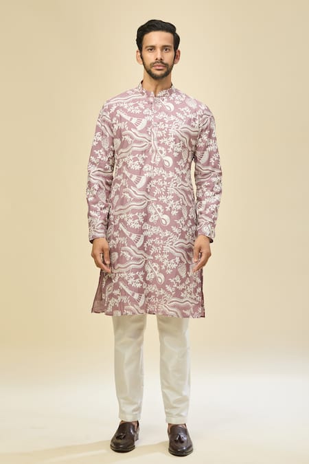 Buy_Rng Safawala_Pink Crepe, Silk Embroidery Kurta Set 