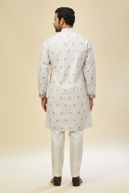 Rng Safawala White Embroidered Kurta Set