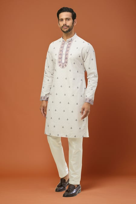 RNG Safawala White Embroidered Kurta Set 