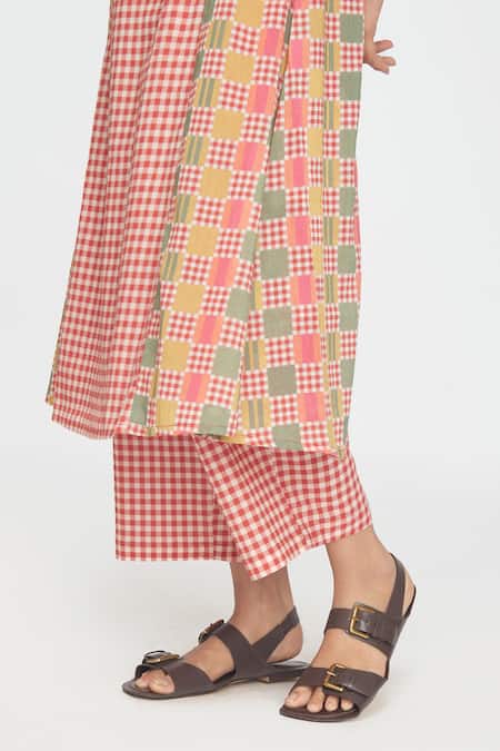 Buy Sinjhar Red Cotton Round Neck Printed Kurta Set Buy_Sinjhar_Red Cotton Round Neck Printed Kurta Set