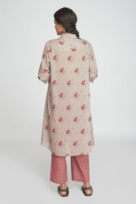 Sinjhar Beige Floral Printed Kurta Set 