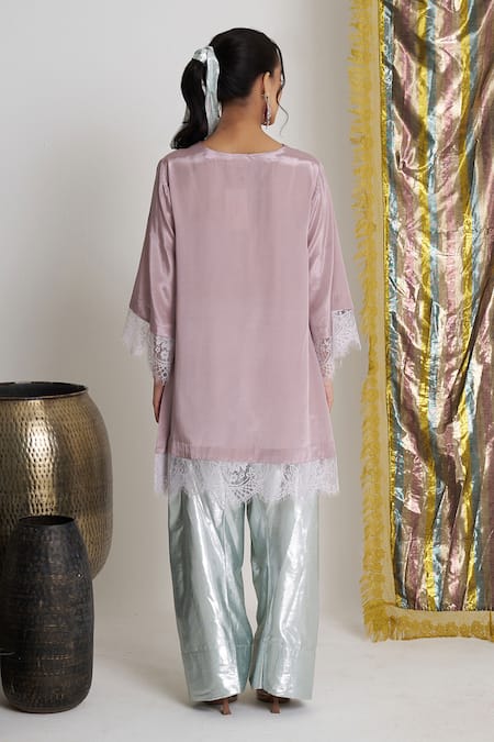 Siyona By Ankurita Mauve Viscose Crepe Kurta Set 