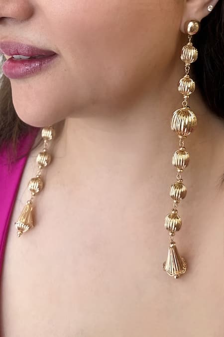 Studio6 Jewels Gold Plated Long Dangler Earrings 