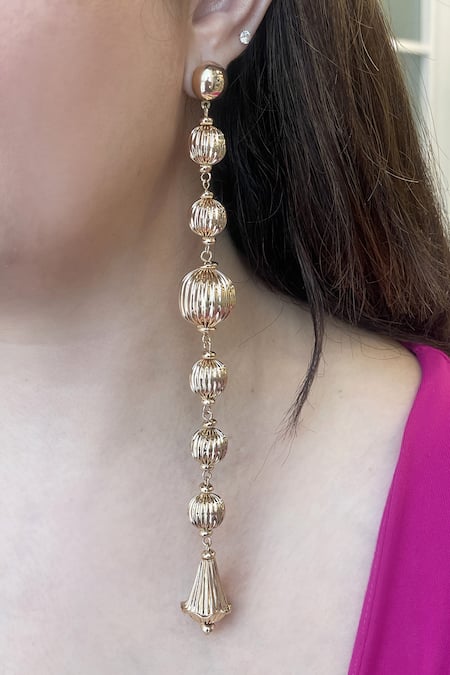 Studio6 Jewels_Gold Plated Long Dangler Earrings _Online_at_Aza_Fashions