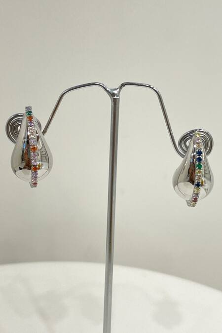 Buy_Studio6 Jewels_Silver Plated Crystals Contemporary Stud Earrings _Online_at_Aza_Fashions