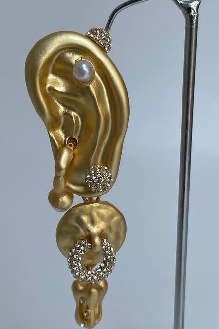 Buy_Studio6 Jewels_Gold Plated Rhinestones Contemporary Finish Danglers_Online_at_Aza_Fashions