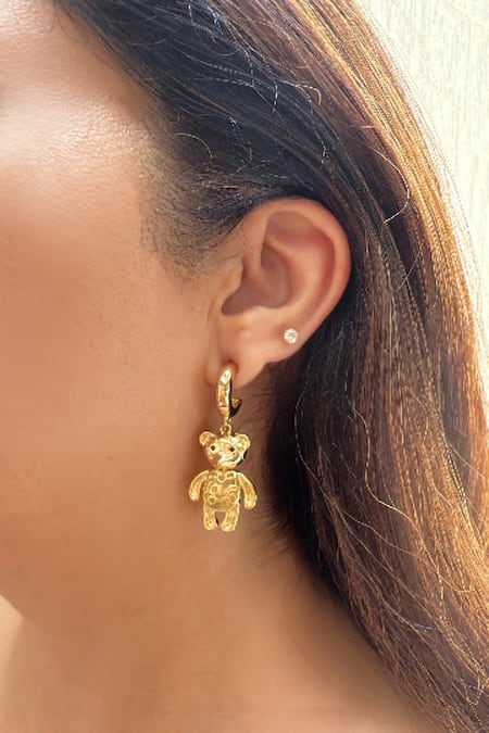 Studio6 Jewels Gold Plated Teddy Bear Danglers 