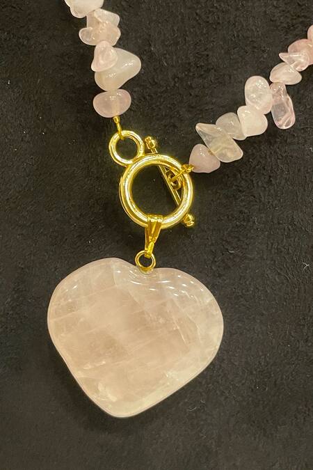 Studio6 Jewels_Pink Gold Finish Heart Pendant Necklace _Online_at_Aza_Fashions