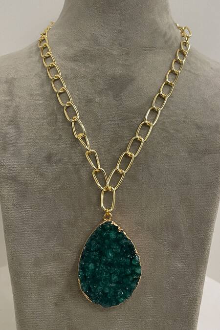 Studio6 Jewels_Green Pendant Necklace _Online_at_Aza_Fashions