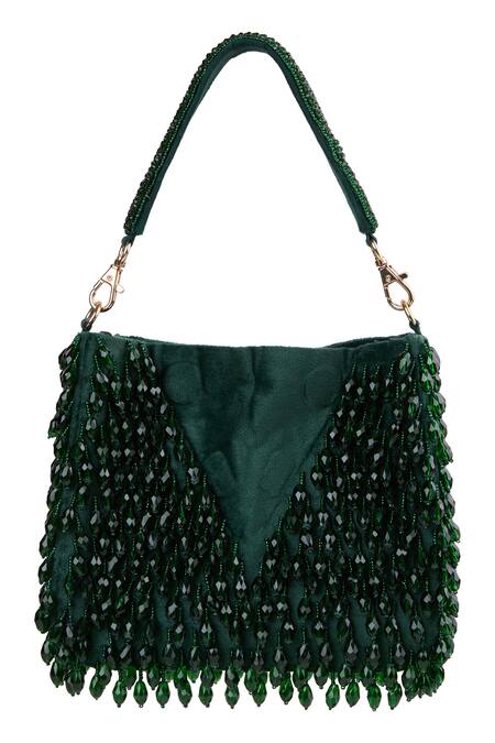 Shop_Tasna_Green Beads Handbag With Detachable Handle _Online_at_Aza_Fashions