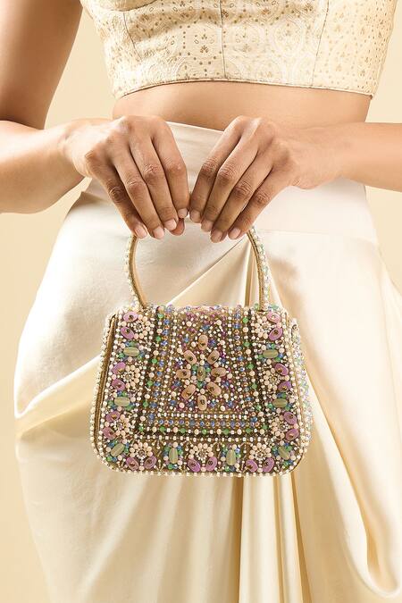 Tasna_Multi Color Beads Clutch_Online_at_Aza_Fashions