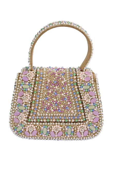Buy_Tasna_Multi Color Beads Clutch_Online_at_Aza_Fashions