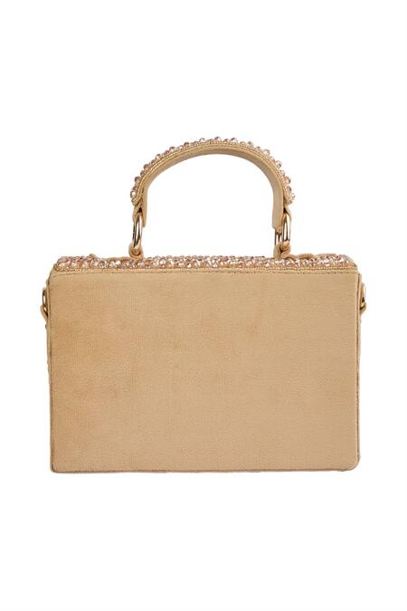 Buy_Tasna_Gold Beads, Fringe Beaded Clutch With _Online_at_Aza_Fashions