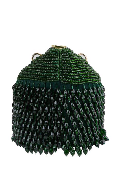 Shop_Tasna_Green Beads Potli Clutch _Online_at_Aza_Fashions
