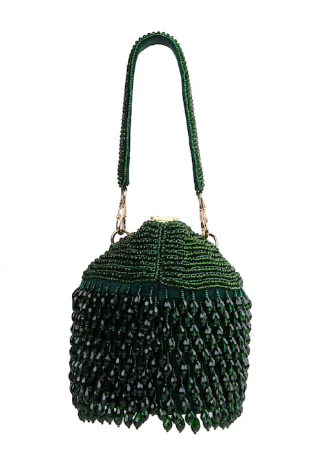 Tasna Green Beaded Potli Clutch 