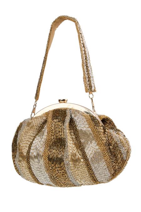 Tasna Gold & Silver Striped Clutch 