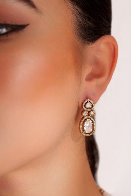 Buy Zevar By Geeta Gold Plated Zari Finish Zircon Necklace And Earring Set Online at Aza Fashions Buy_Zevar By Geeta_Gold Plated Zari Finish Zircon Necklace And Earring Set _Online_at_Aza_Fashions