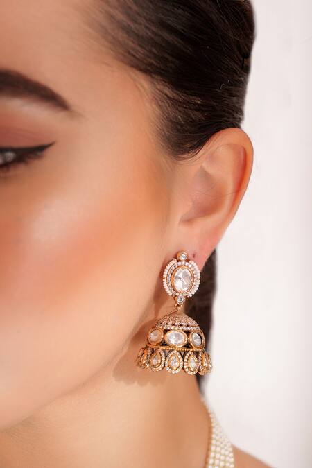 Zevar By Geeta Gold Plated Imitation Diamonds Kundan Polki Designer Necklace And Earrings Set Online at Aza Fashions Zevar By Geeta_Gold Plated Imitation Diamonds Kundan Polki Designer Necklace And Earrings Set _Online_at_Aza_Fashions