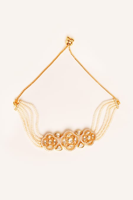 ZEVAR BY GEETA Gold Plated Stones Designer Kundan Polki Finish Bracelet 