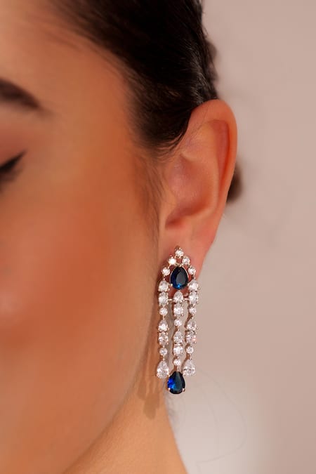 Buy_Zevar By Geeta_Blue Imitation Diamonds Designer Faux Jewellery Set _Online_at_Aza_Fashions