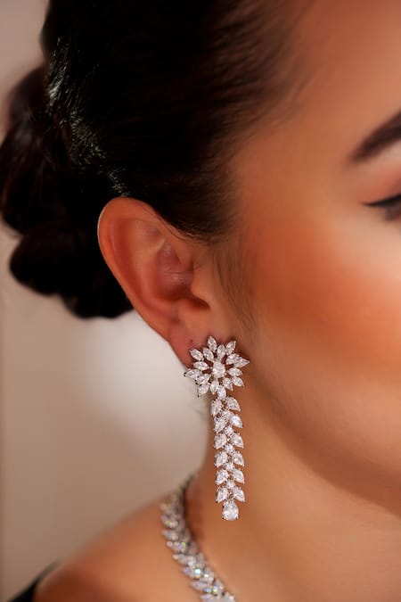 Buy Zevar By Geeta White Imitation Diamonds Designer Faux Necklace And Earrings Set Online at Aza Fashions Buy_Zevar By Geeta_White Imitation Diamonds Designer Faux Necklace And Earrings Set _Online_at_Aza_Fashions