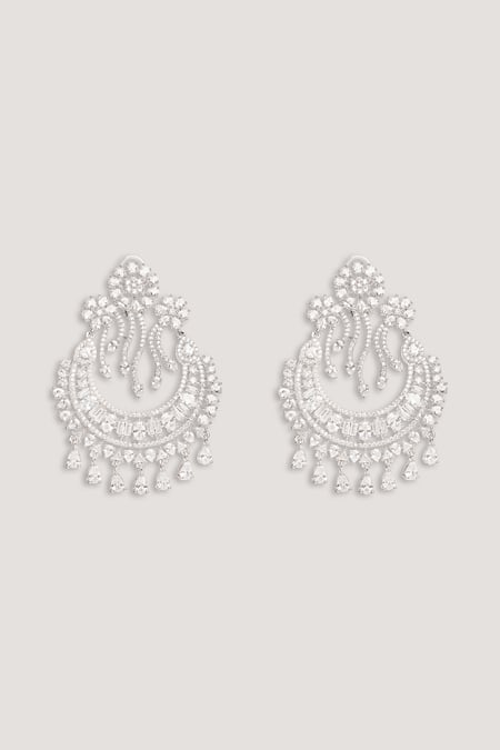 Zevar By Geeta Designer Faux Diamond Chandbali Earrings 