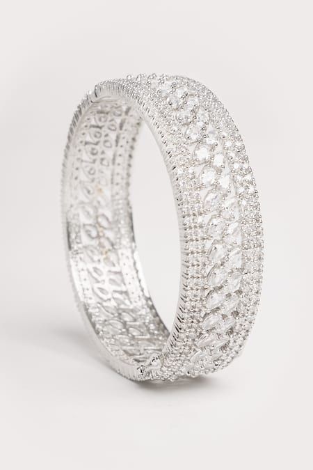 Zevar By Geeta_White Imitation Diamonds Designer Faux Bracelet _Online_at_Aza_Fashions