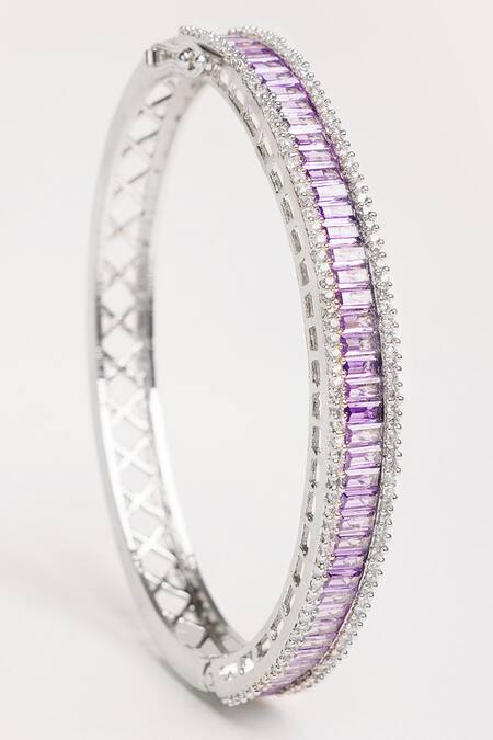 Zevar By Geeta_Purple Imitation Diamonds Designer Faux Bracelet _Online_at_Aza_Fashions