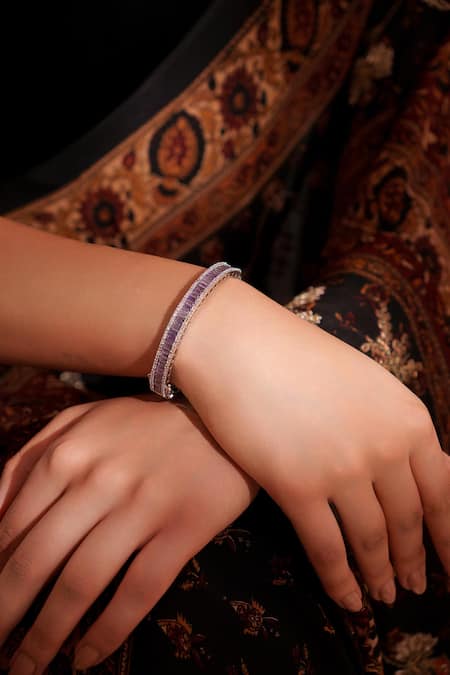 Buy_Zevar By Geeta_Purple Imitation Diamonds Designer Faux Bracelet _Online_at_Aza_Fashions