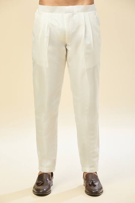 Buy_Rng Safawala_White Silk, Crepe Embroidery Sherwani And Kurta Set 