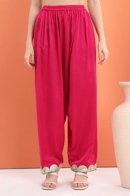 Shop_Minime Organics_Purple , Satin And Pink Designer Kurta Set _Online_at_Aza_Fashions