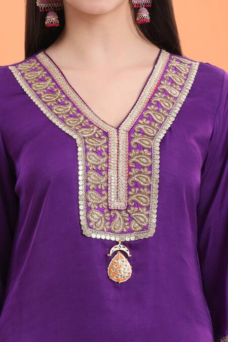 Buy_Minime Organics_Purple , Satin And Pink Designer Kurta Set 