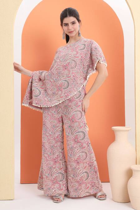 Buy Minime Organics Pink Georgette Tassels Embroidered Tunic And Palazzo Set Online at Aza Fashions Buy_Minime Organics_Pink Georgette Tassels Embroidered Tunic And Palazzo Set_Online_at_Aza_Fashions