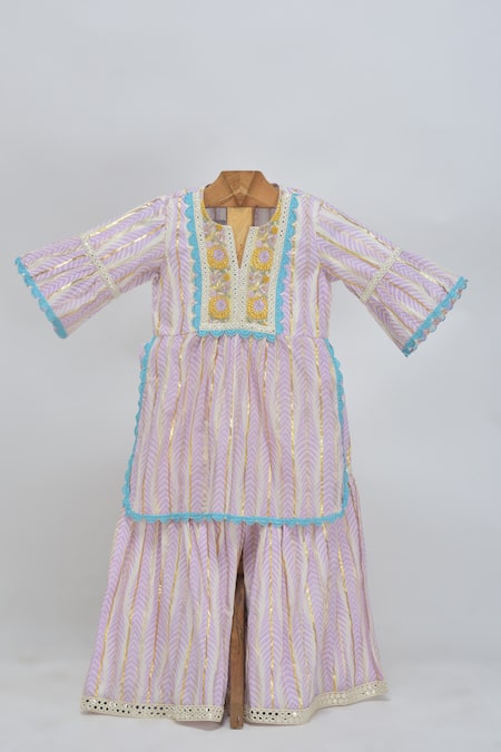 MINIME ORGANICS Lavender Print Kurta Set 
