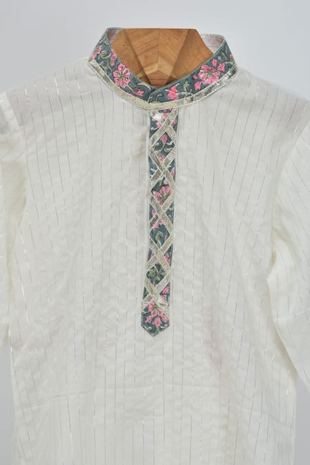 Minime Organics Designer Off White Kurta Set 