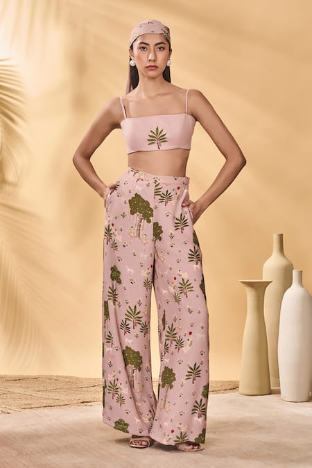 Masaba Pink Crepe, Cotton, Linen Collared Pirouette Picnic Set Online at Aza Fashions Masaba_Pink Crepe, Cotton, Linen Collared Pirouette Picnic Set _Online_at_Aza_Fashions