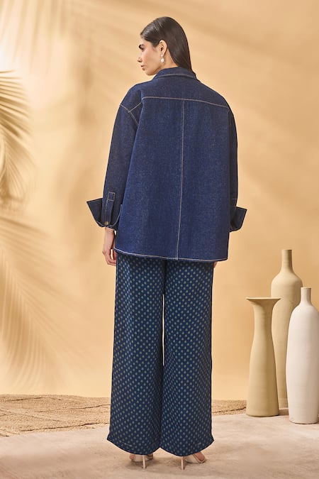 Masaba Midnight Trellis Palm Pant Set 