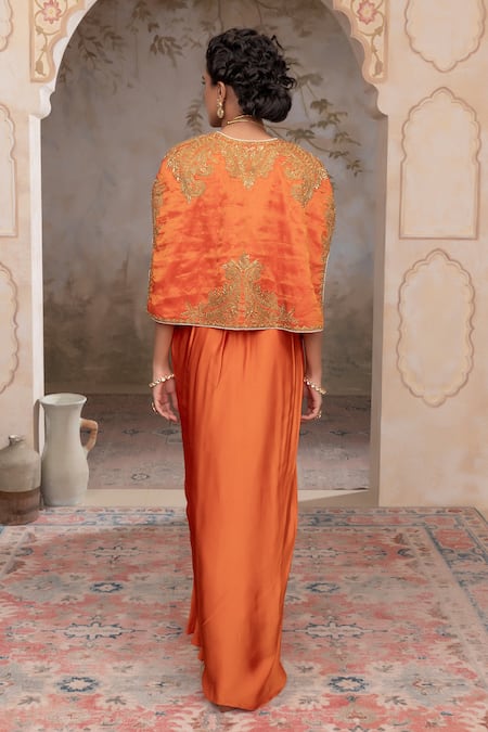 Adi By Aditya Khandelwl Burnt Orange Hand Embroidered Kurta Set 
