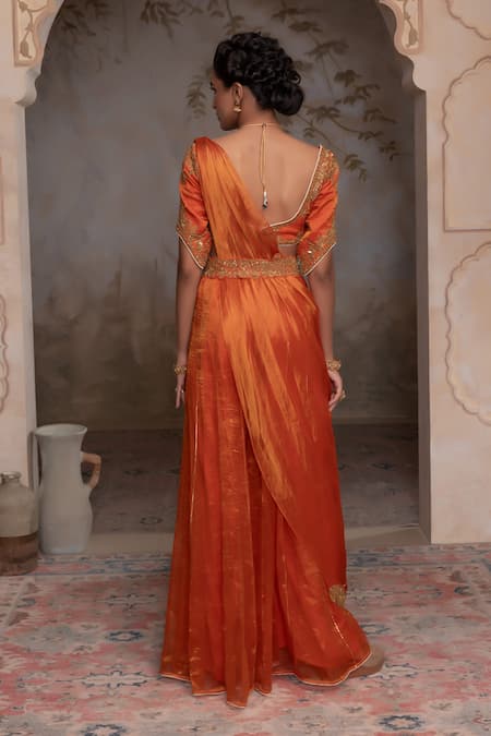Adi By Aditya Khandelwl Burnt Orange Hand Embroidered Kurta Set 