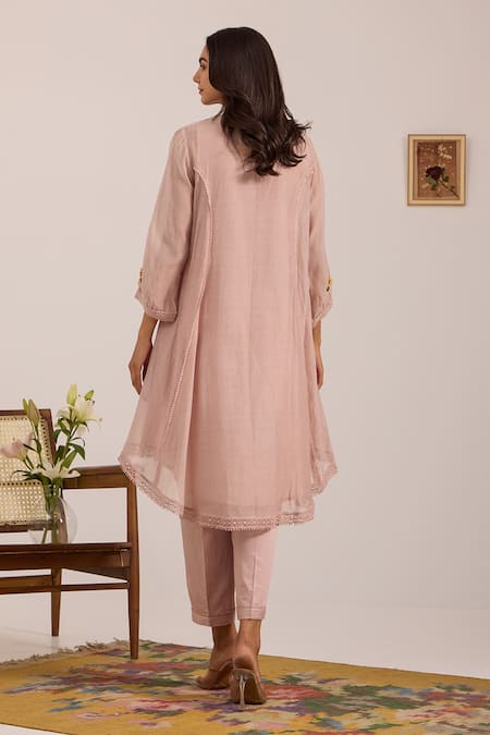 OMI Lilac Panelled Flared Kurta Set 