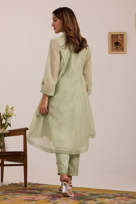 OMI Sea Green Embroidered Kurta Set 