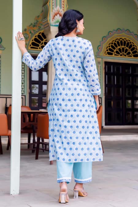 Missprint Rhea Blue Chanderi Kurta Suit Set