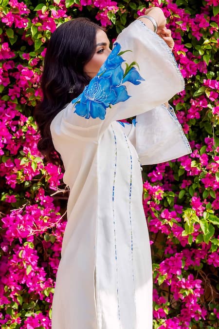 Buy_Missprint_White Cotton, Silk Embroidery Round Neck Aarohi Chanderi Brush Painted Set 