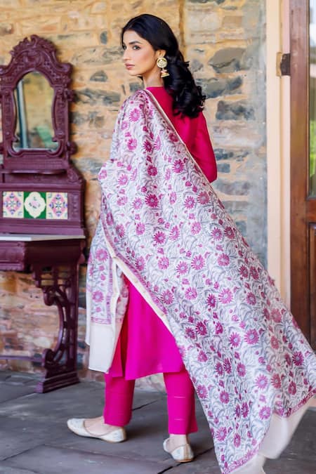 Missprint Rhea Radiant Pink Chanderi Silk Kurta Set 